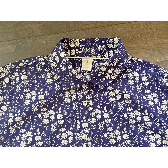 J CREW SHIRT IN‎ NAVY FLORAL PRINT~0~100%cotton ~WONDERFUL - Picture 4 of 4